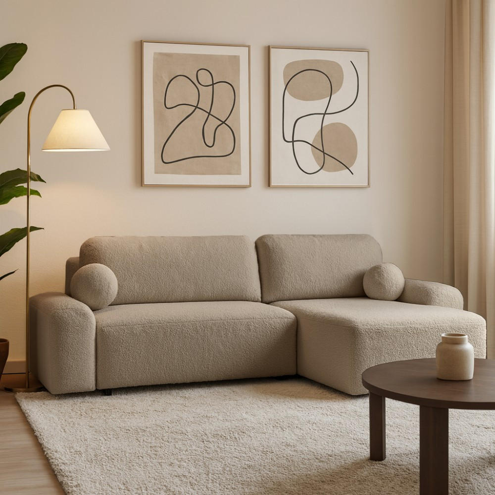 ECKSCHLAFSOFA Noel mit universelle Ottomane, Cappuccino - Schwarz/Cappuccino, Textil (280/163cm) - Beautysofa
