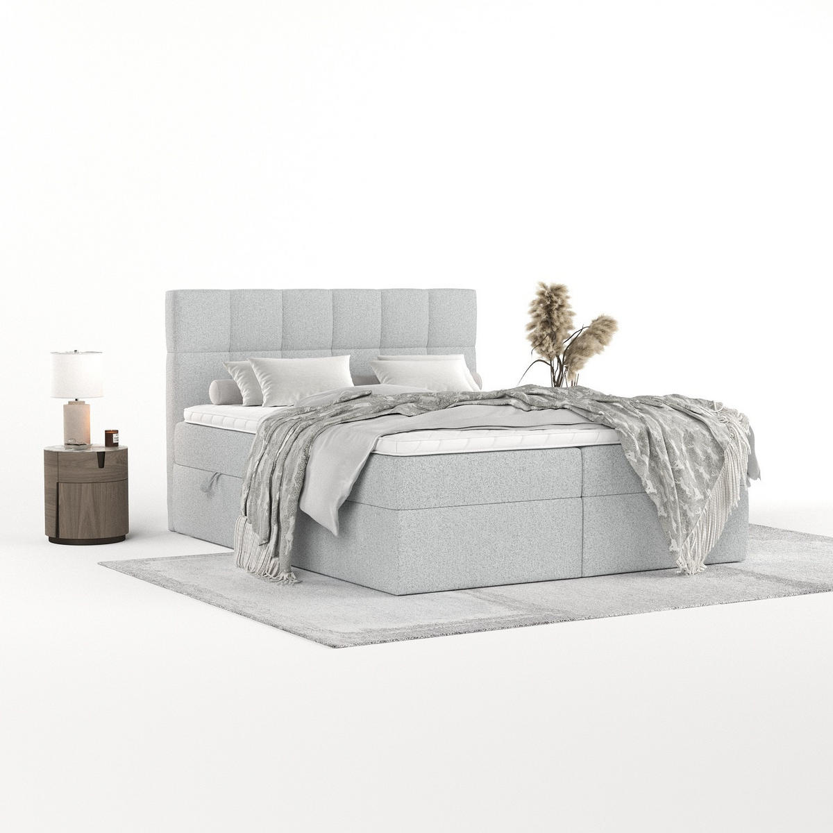 POSTEL BOXSPRING VARENO 200/200 Světle šedá - černá/světle šedá, kov/dřevo (200/200cm) - AltaBeds
