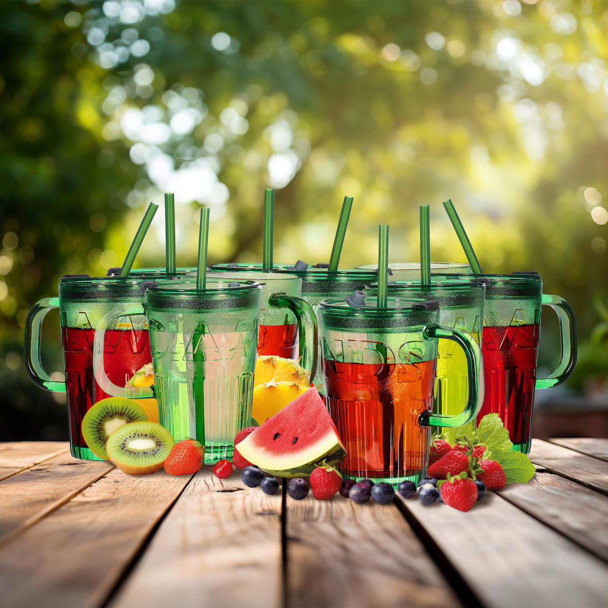 10xTRINKGLÄSER - Grün, Glas/Kunststoff - Relaxdays