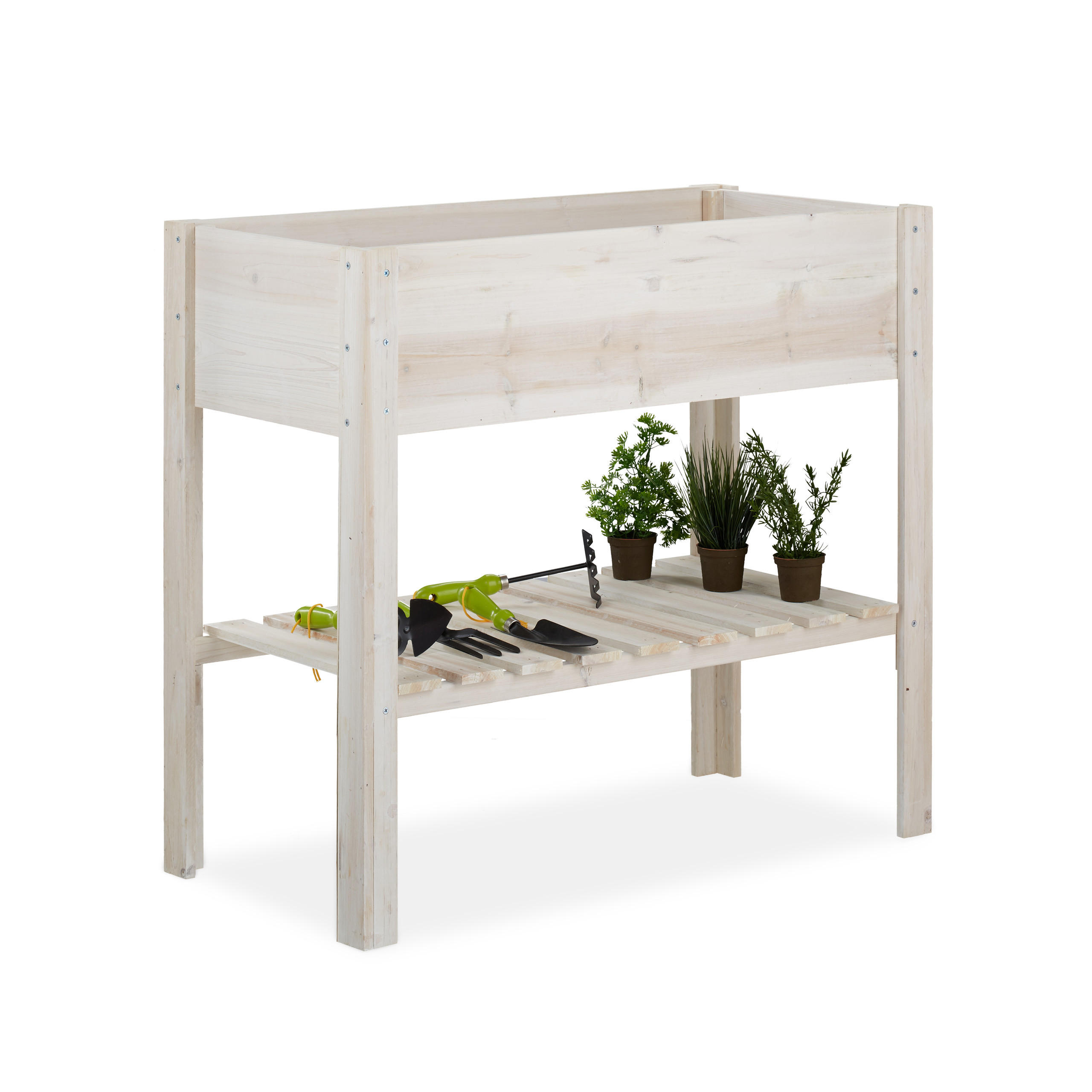 HOCHBEET - Weiß, Holz (88/80/44cm) - Relaxdays