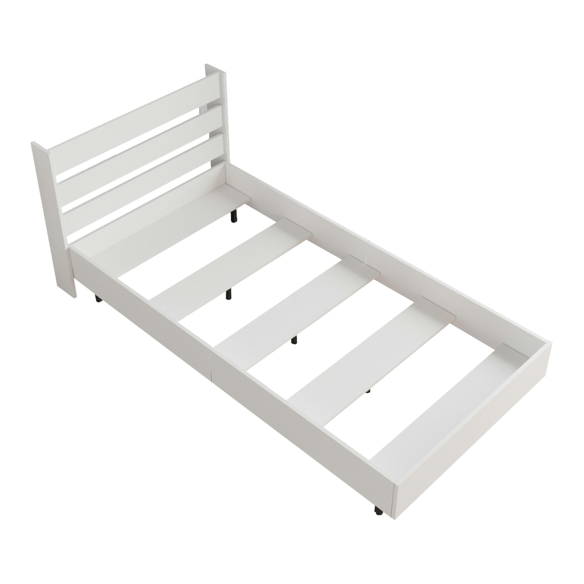 EINZELBETT Vesanto - Schwarz/Weiß, Holzwerkstoff/Metall (100/200cm) - [en.casa]