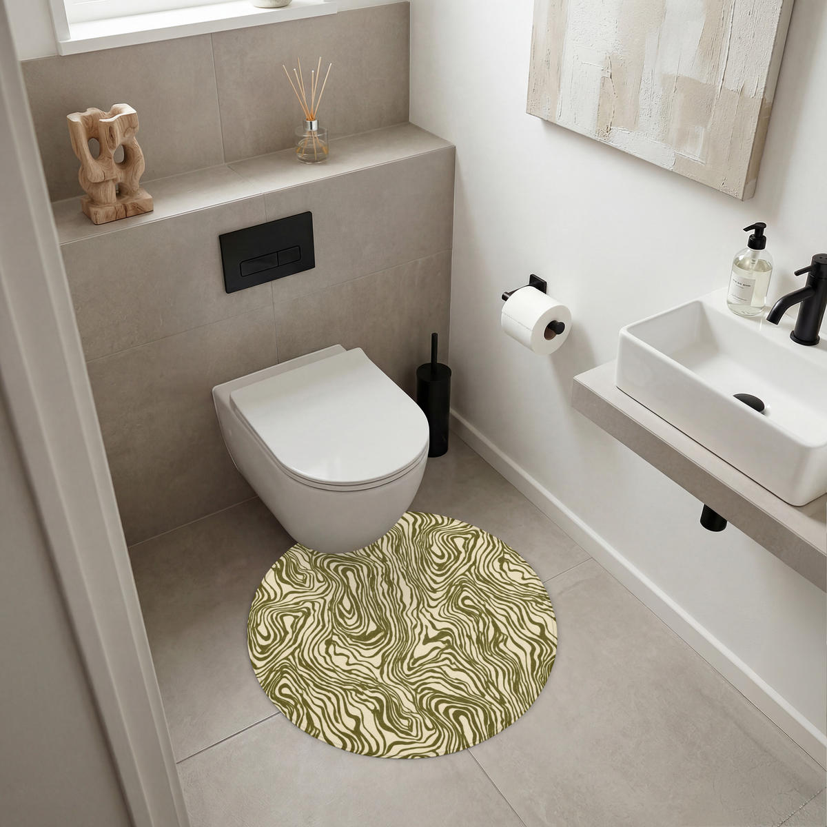 KOUPELNOVÁ PŘEDLOŽKA Abstraktní - Mramor - Zelený 70x70 cm - tmavě zelená, textil/plast (70/70cm)