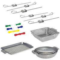 VEGGIE-GRILL-SET 13tlg. - Edelstahlfarben, Metall (32/1.5/18.5cm) - bremermann