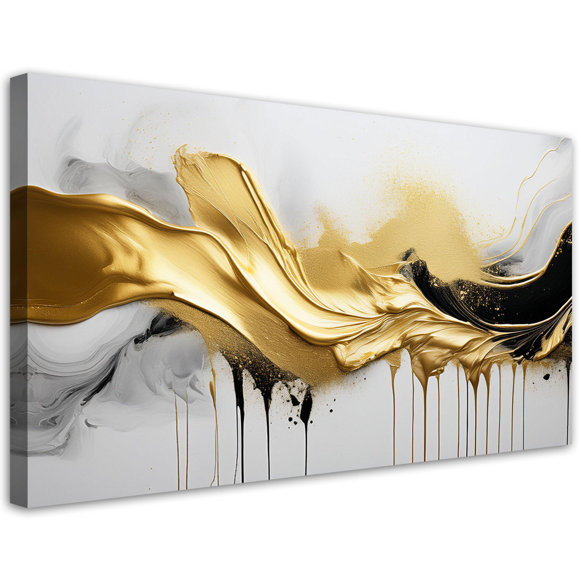 LEINWANDBILD Goldene 3D-Abstraktion 80x40cm - Goldfarben, Textil (80/40cm) - Feeby
