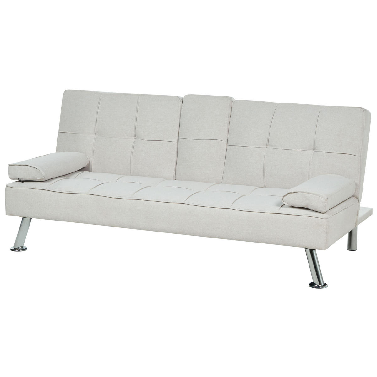 3-SITZER-SCHLAFSOFA hellbeige Roxen - Beige/Silberfarben, Textil (168/77/81cm) - Beliani