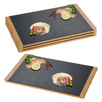 BUFFETPLATTEN, Schiefer mit Bambusrahmen, 4 Stück - 45 x 30cm - Schwarz, Stein (30/1.5/45cm)