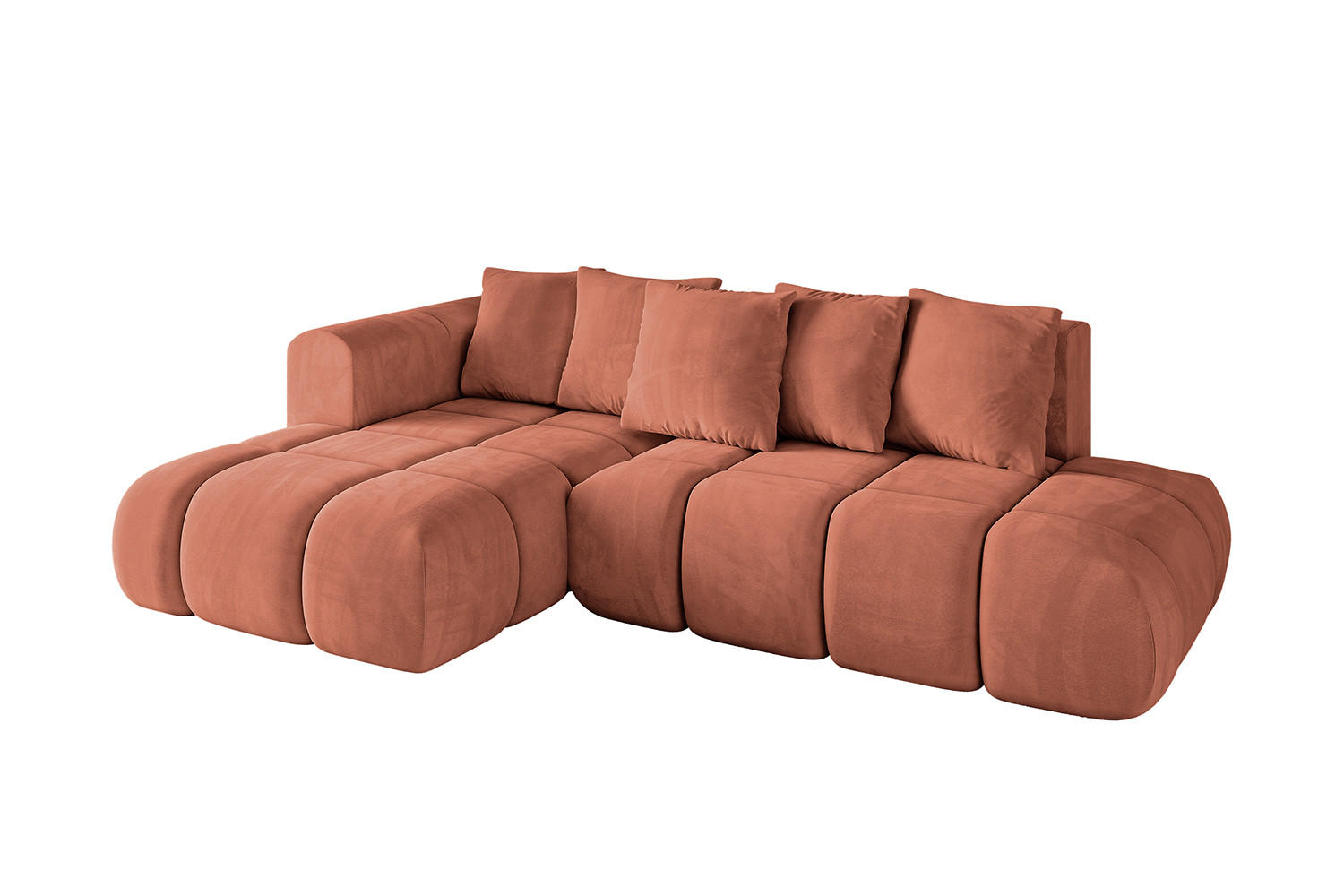ECKSOFA Ottomane Links CLOUD-L-v1 289x180x40 Apricot Velours - Koralle, Holzwerkstoff/Kunststoff (180/289cm) - ALTDECOR
