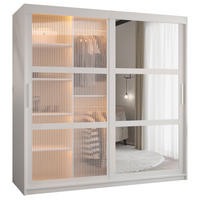 SCHWEBETÜRENSCHRANK 200/180/62 2-türig - Silberfarben/Weiß, Holz/Kunststoff (180/200/62cm) - Abiks Möbel