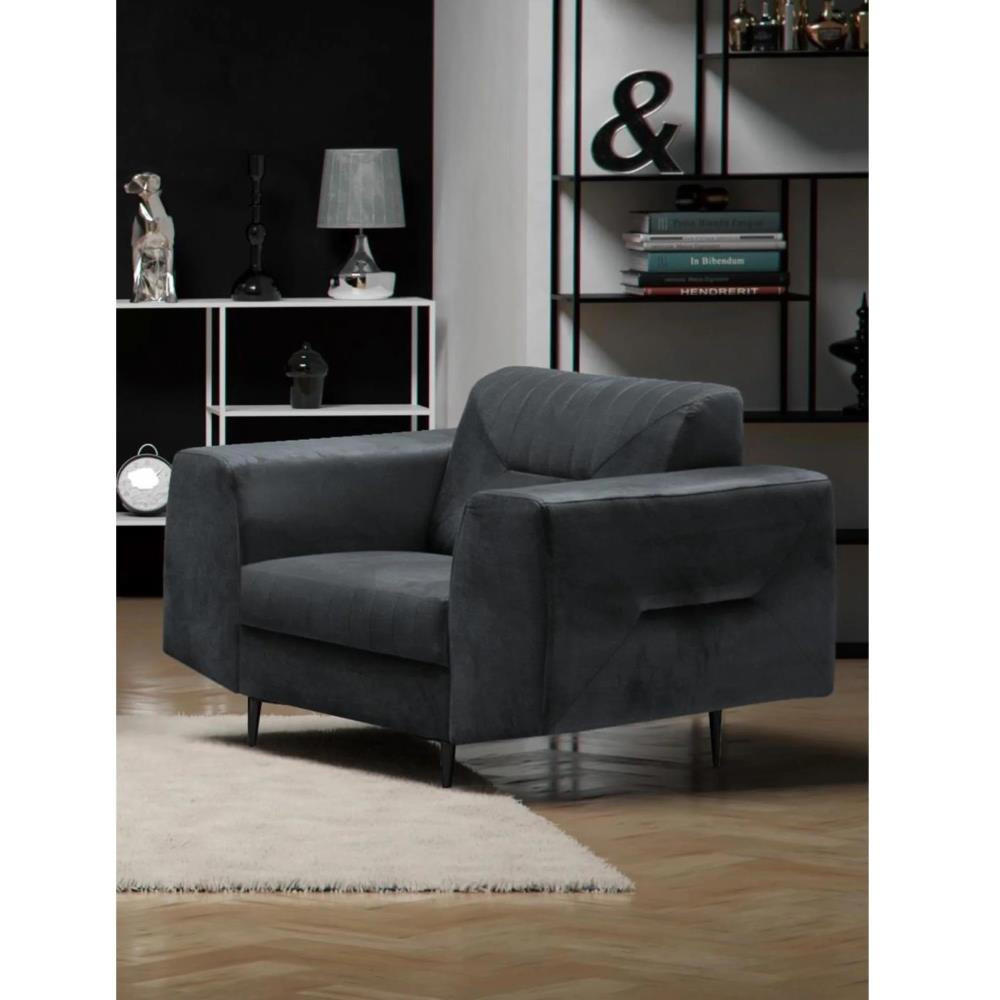 RELAXSESSEL Venezia dunkelgrau mit schwarzen Beinen - Dunkelgrau/Schwarz, Textil (112/85/94cm) - Beautysofa