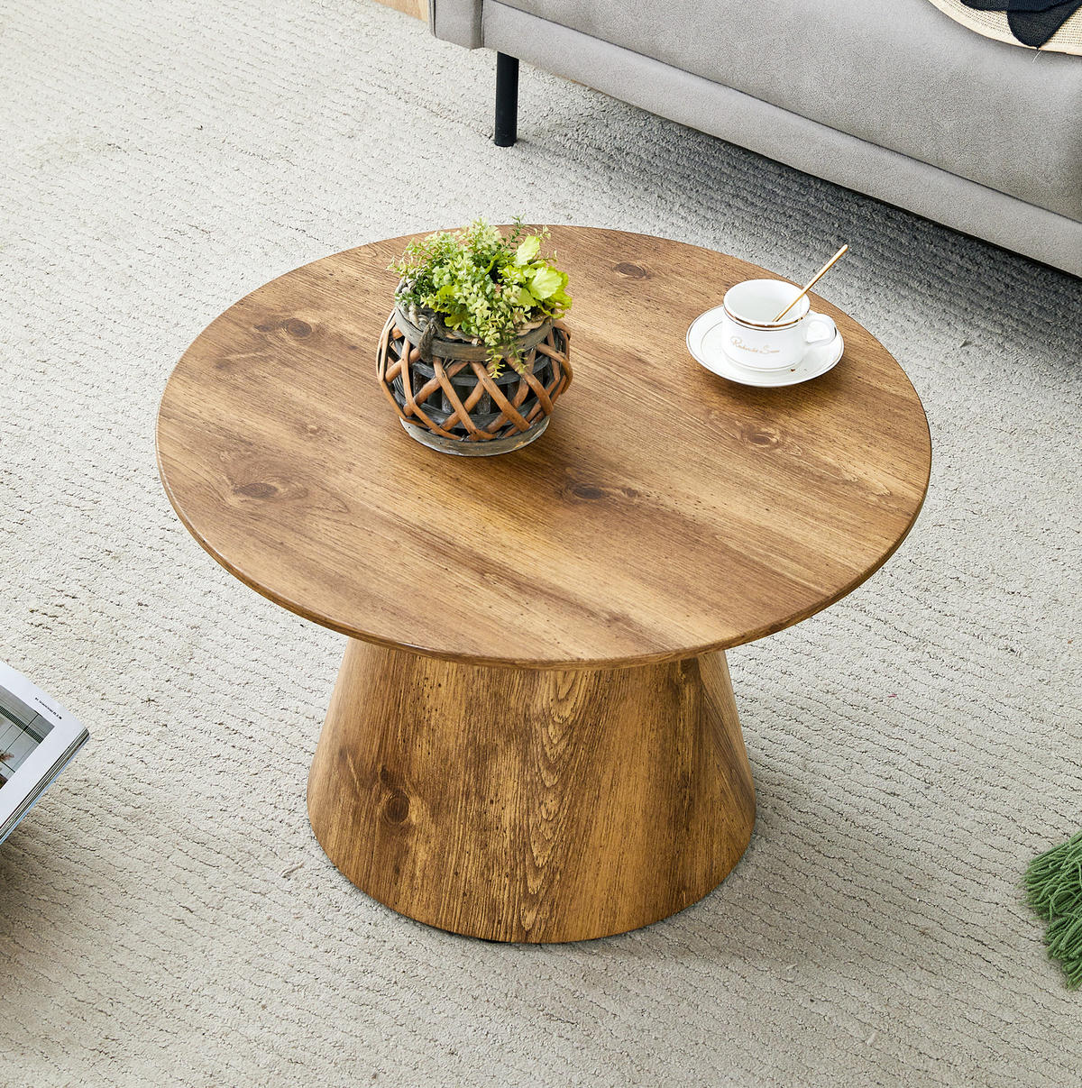 KONFERENČNÍ stolek 60/60/35 cm hnědý z MDF s dekorem dřeva - přírodní, kompozitní dřevo (60/60/35cm) - OKWISH