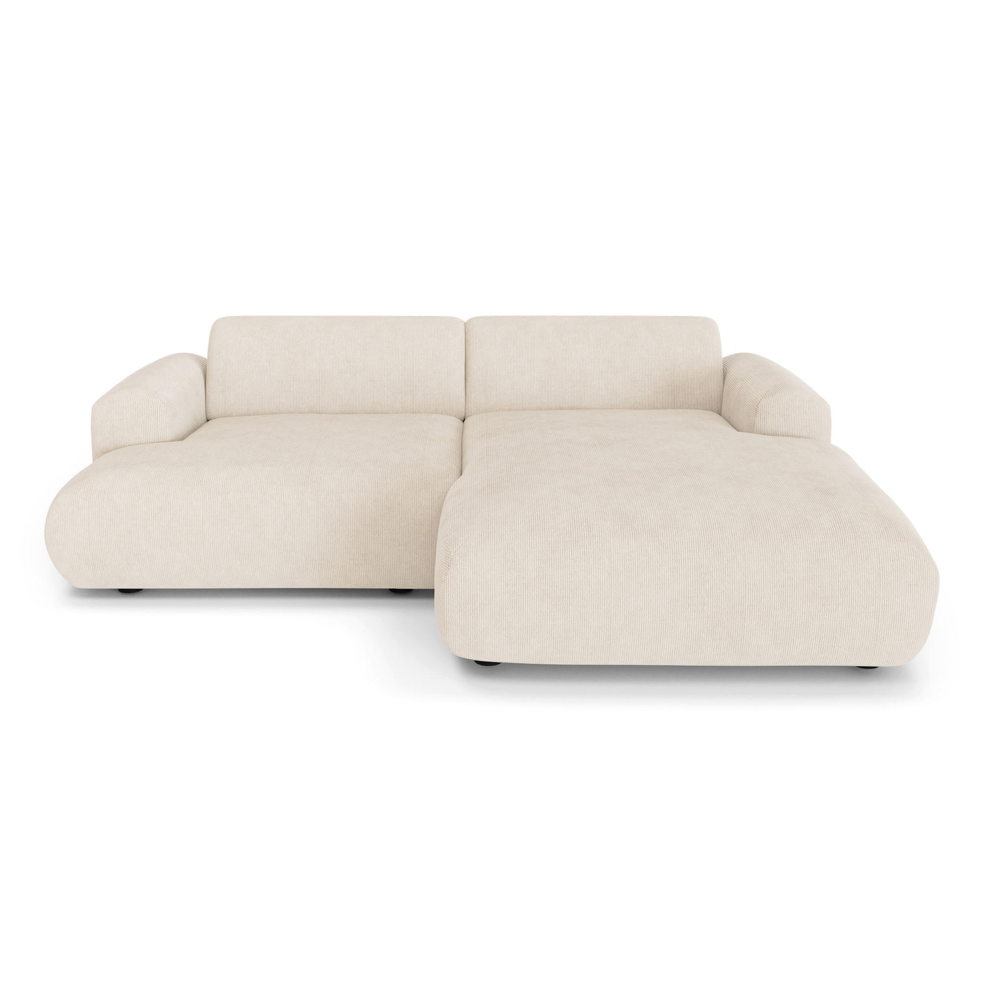 ECKSOFA RECHTS Gerippter Samt Creme 266cm - Creme, Textil (266/165cm) - Sia Home