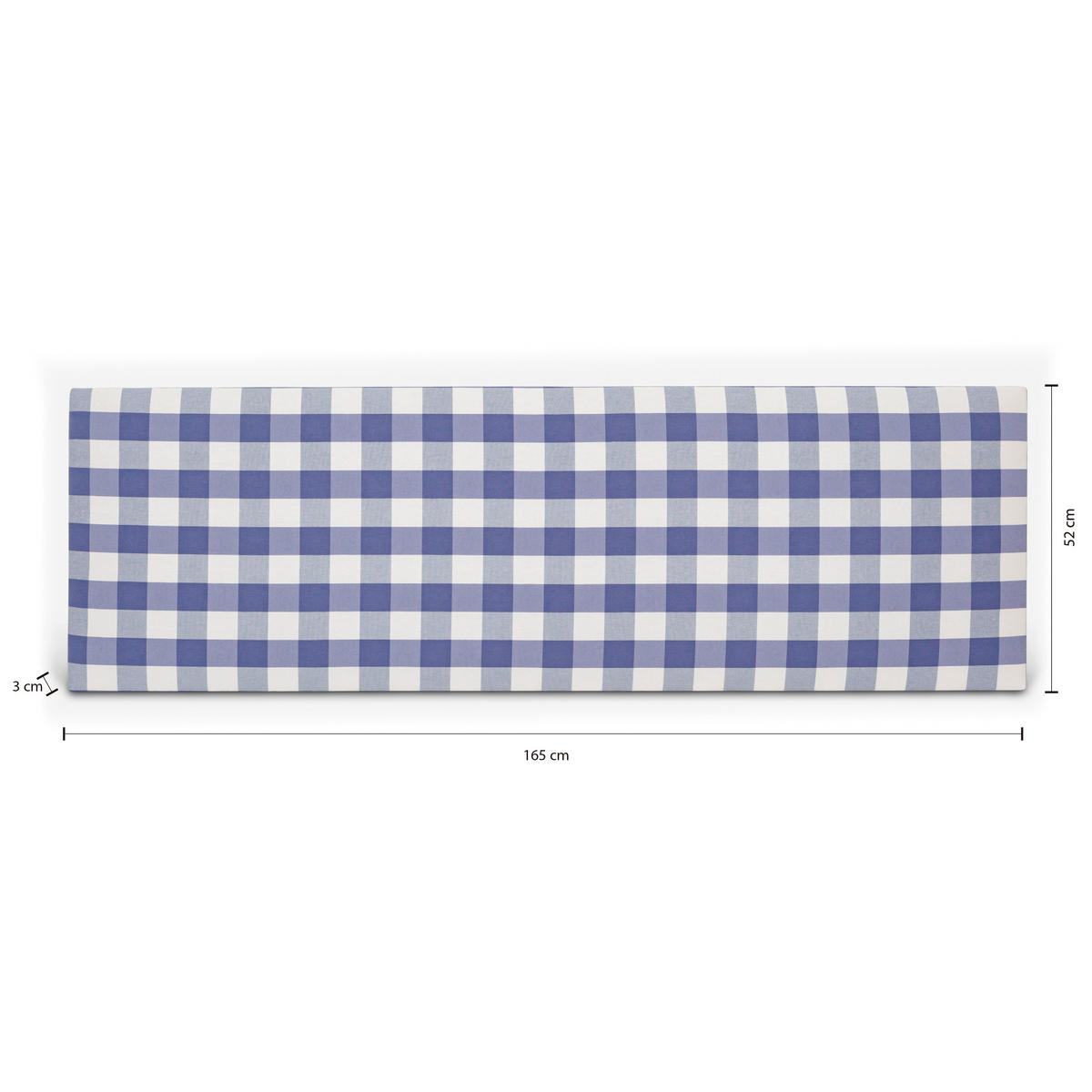 KOPFTEIL Gepolstertes Vichy-Stoff Blau 165/52/3 cm LAREDO - Blau, Textil (165/52/3cm) - RNT By Really Nice Things