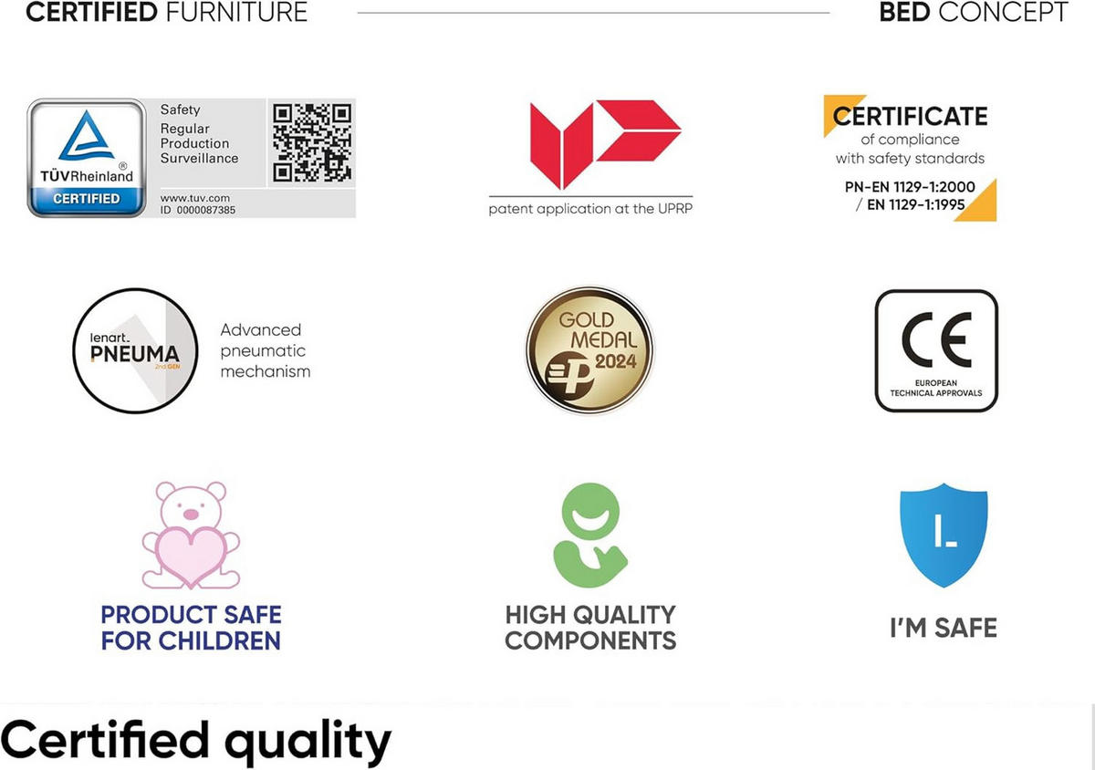 SCHRANKBETT BC-06 - 90x200cm Horizontal - Kaschmir mit Matratze - Kaschmir, Holzwerkstoff (200/90cm) - Meblini