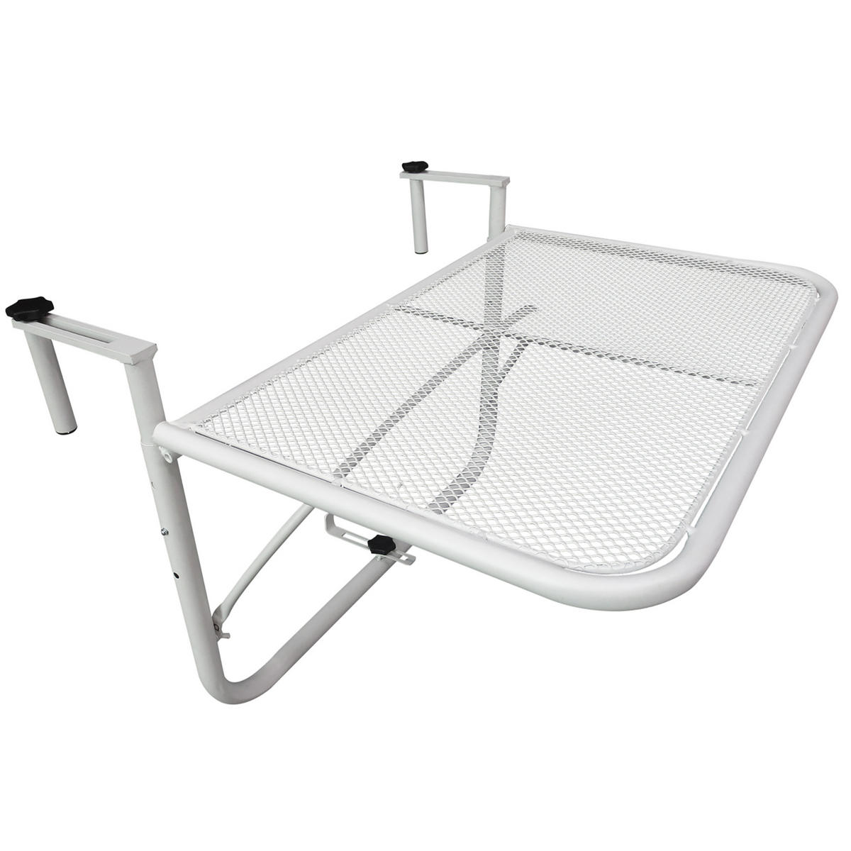 BALKONHÄNGETISCH Gartentisch höhenverstellbar rechteckig Terrasse Beistelltisch - Weiß, Metall (60/56/50cm) - Outsunny