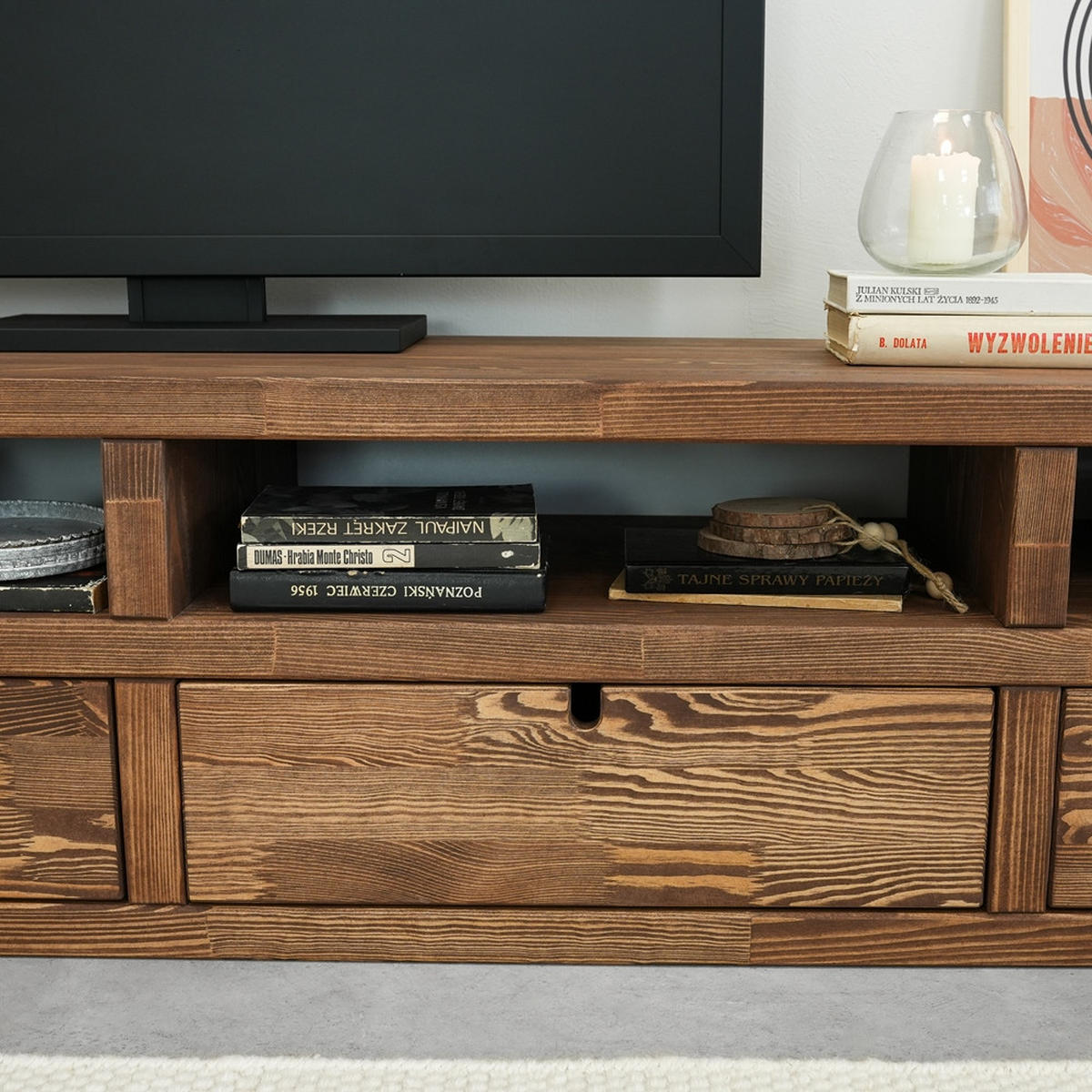 TV-SCHRANK aus Massivholz MARIKA 1 - Dunkelbraun, Holz (180/40/40cm) - Seart