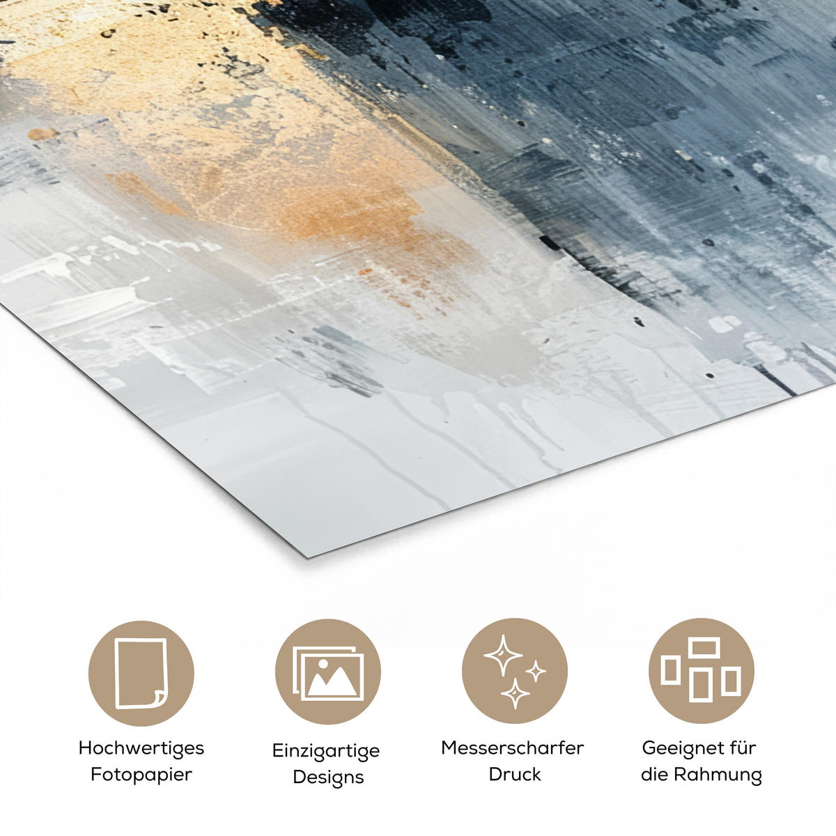 POSTER Kunst - Grau - Gold - Abstrakt 40x60 cm - Dunkelgrau, Papier (40/60/0.1cm) - MuchoWow