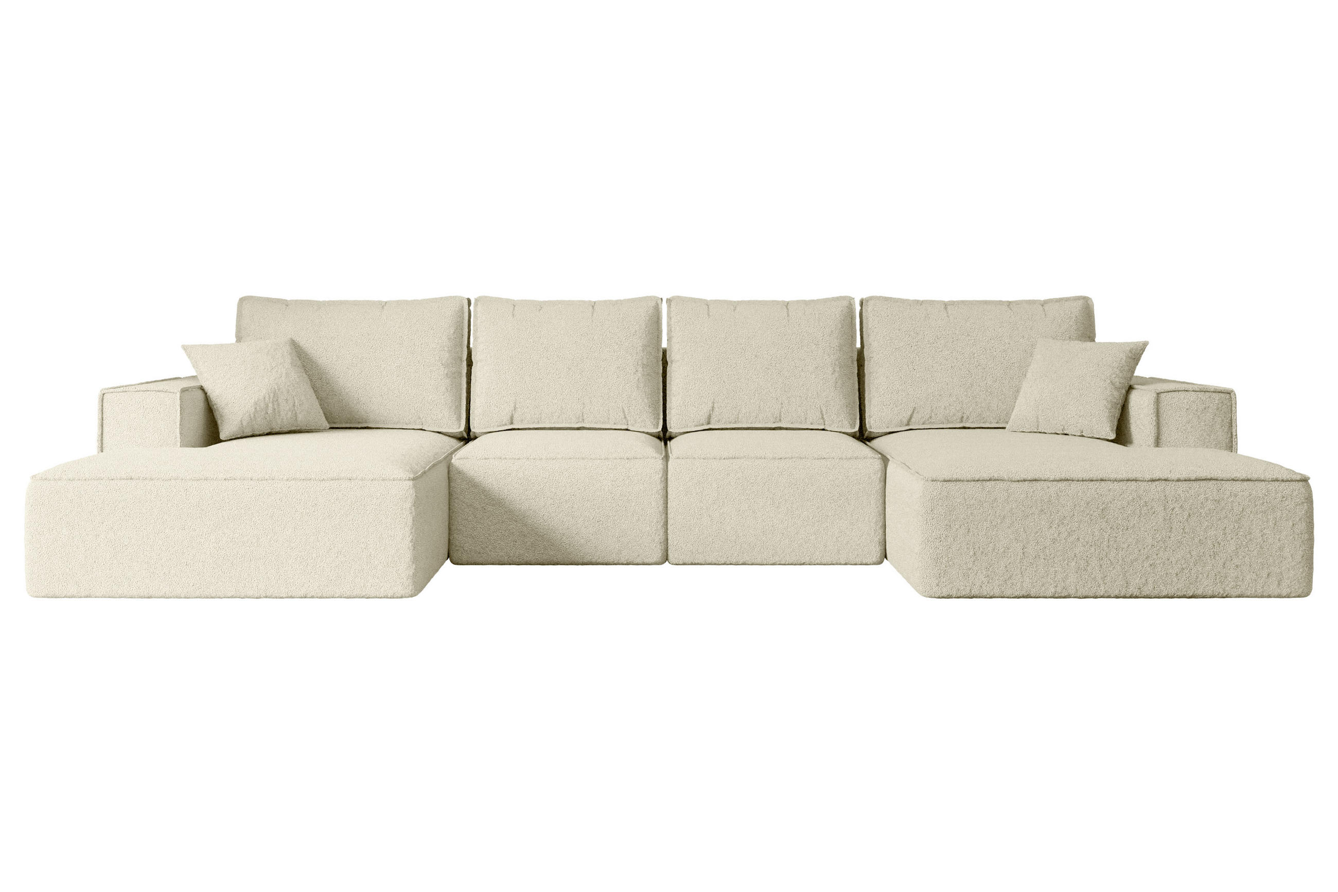 WOHNLANDSCHAFT mit Schlaffunktion und Bettkasten SIERRA-U-S - 349x161x87 cm Beige Bouclé - Beige/Schwarz, Holzwerkstoff/Kunststoff (349/87/161cm) - ALTDECOR