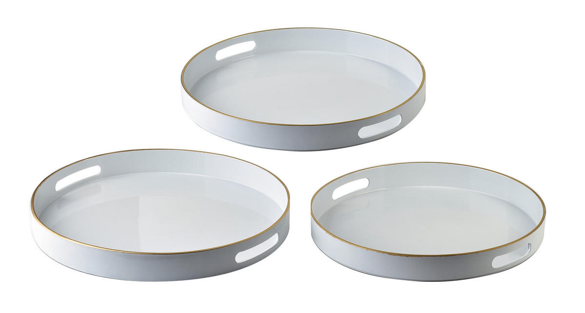 SERVIERTELLER Blanche Weiß 3er Set 38/38/4cm Plastik - Weiß, Kunststoff (38/4/38cm) - Mondex