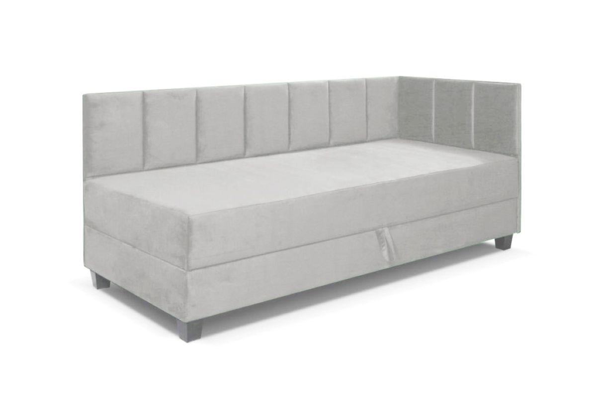 BOXBETT Kinderbett Eryk 90x200 cm mit Matratze und Bettkasten, rechts, hellgrau - Hellgrau, Kunststoff (90/200cm) - Margaret Hadas24