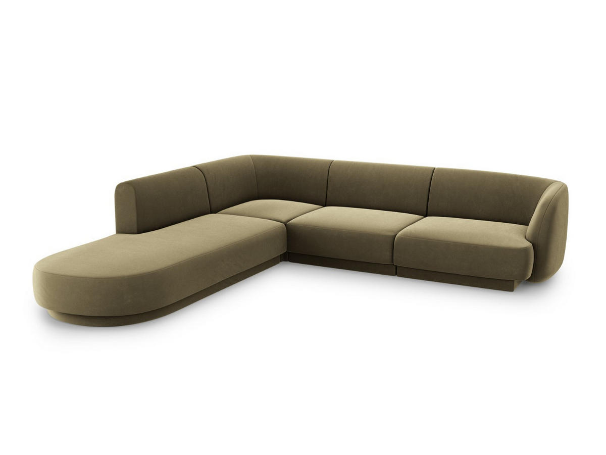 ECKSOFA links Miley aus Samt grün 6 Sitzplätze - Grün, Textil (248/255cm) - Micadoni