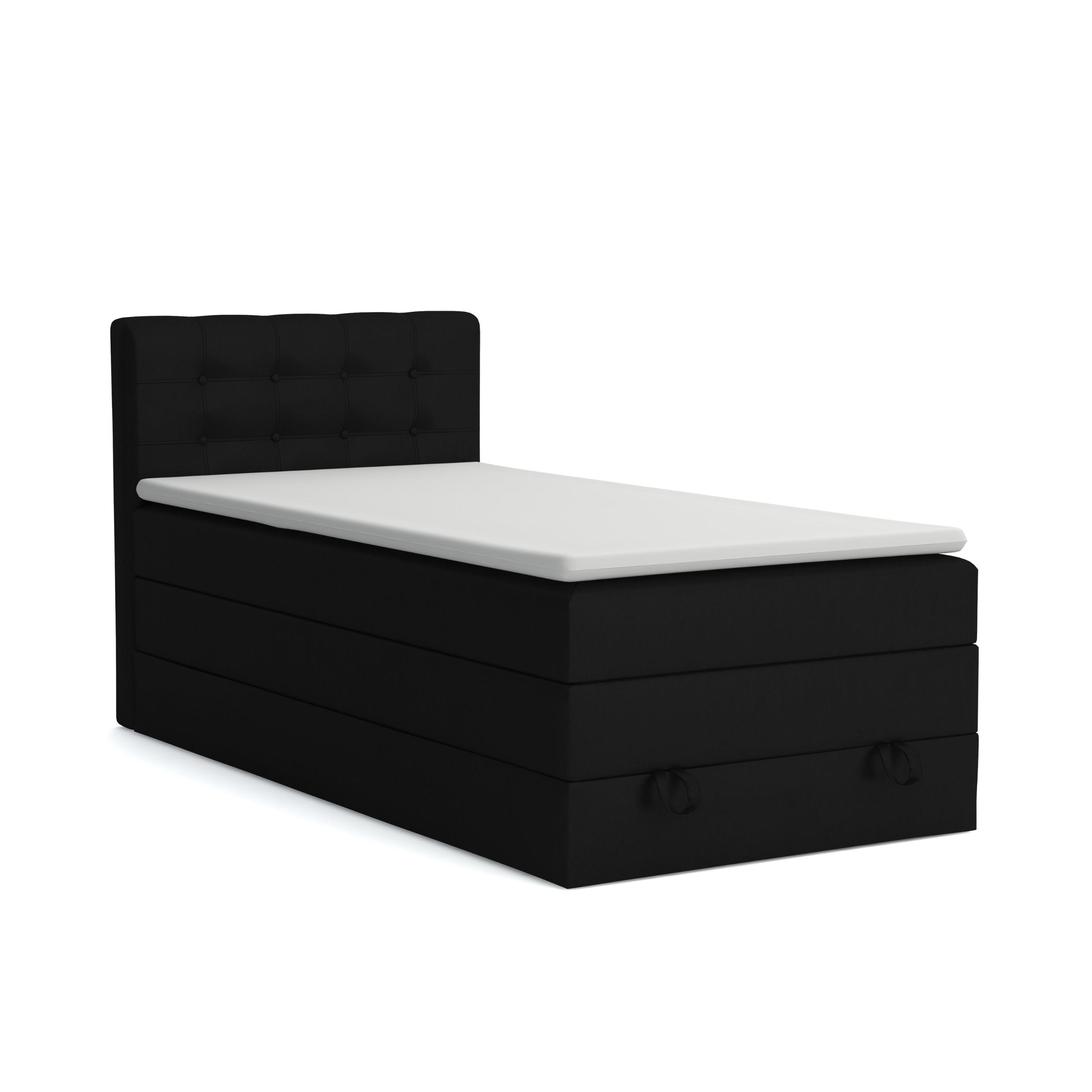 BOXSPRINGBETT JUNG 1 100/200 Velours Schwarz mit Matratzen H3 + H4 - Schwarz, Holz/Holzwerkstoff (100/200cm) - Deine Möbel 24