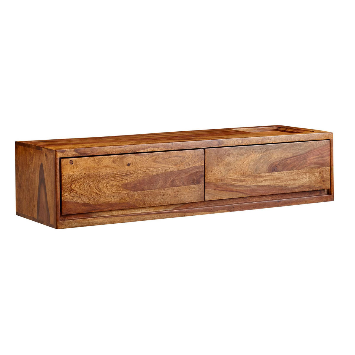 LOWBOARD Hängend Massivholz Modern Stil mit 2 Schubladen - Braun, Holz (108/25/34cm) - KADIMA DESIGN