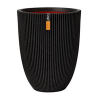 PFLANZKÜBEL elegant niedrig Groove schwarz | 34x46 cm - Schwarz, Kunststoff (1/46/1cm) - aplanta