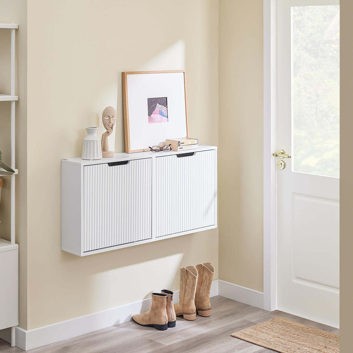 SCHUHSCHRANK Weiß - Weiß, Holzwerkstoff (50/100/19cm) - SoBuy
