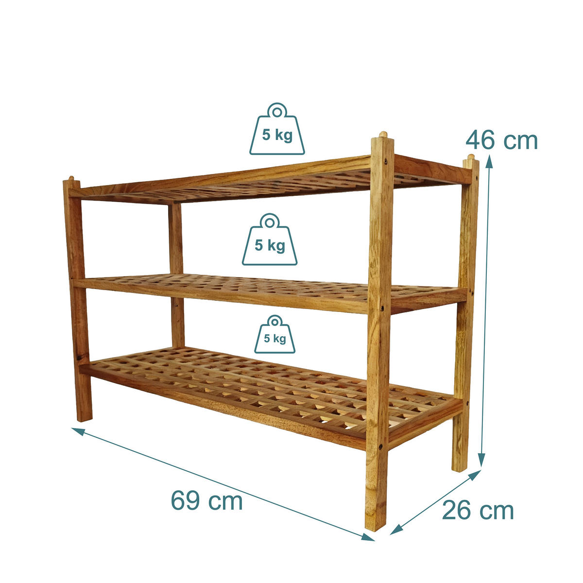 SCHUHREGAL - Hellbraun, Holz (69/46/26cm) - Relaxdays
