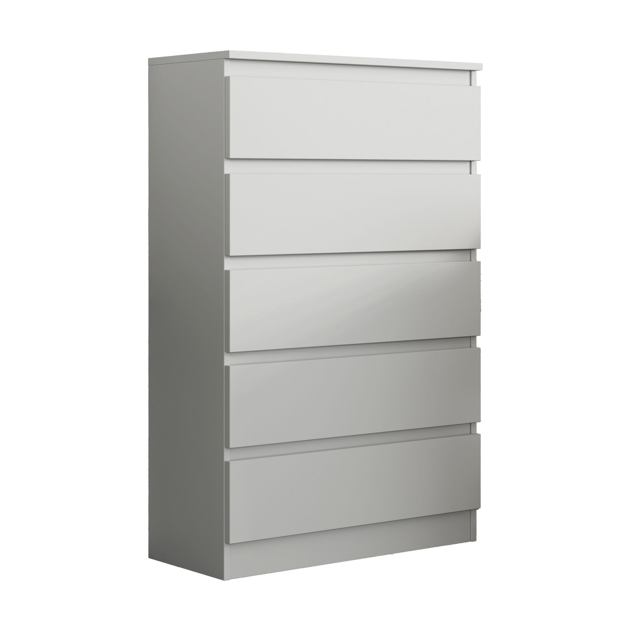KOMMODE ADRIANO 70/112/33 cm mit 5 Schubladen Weiß - Weiß, Holzwerkstoff (70/112/33cm) - MASSENO