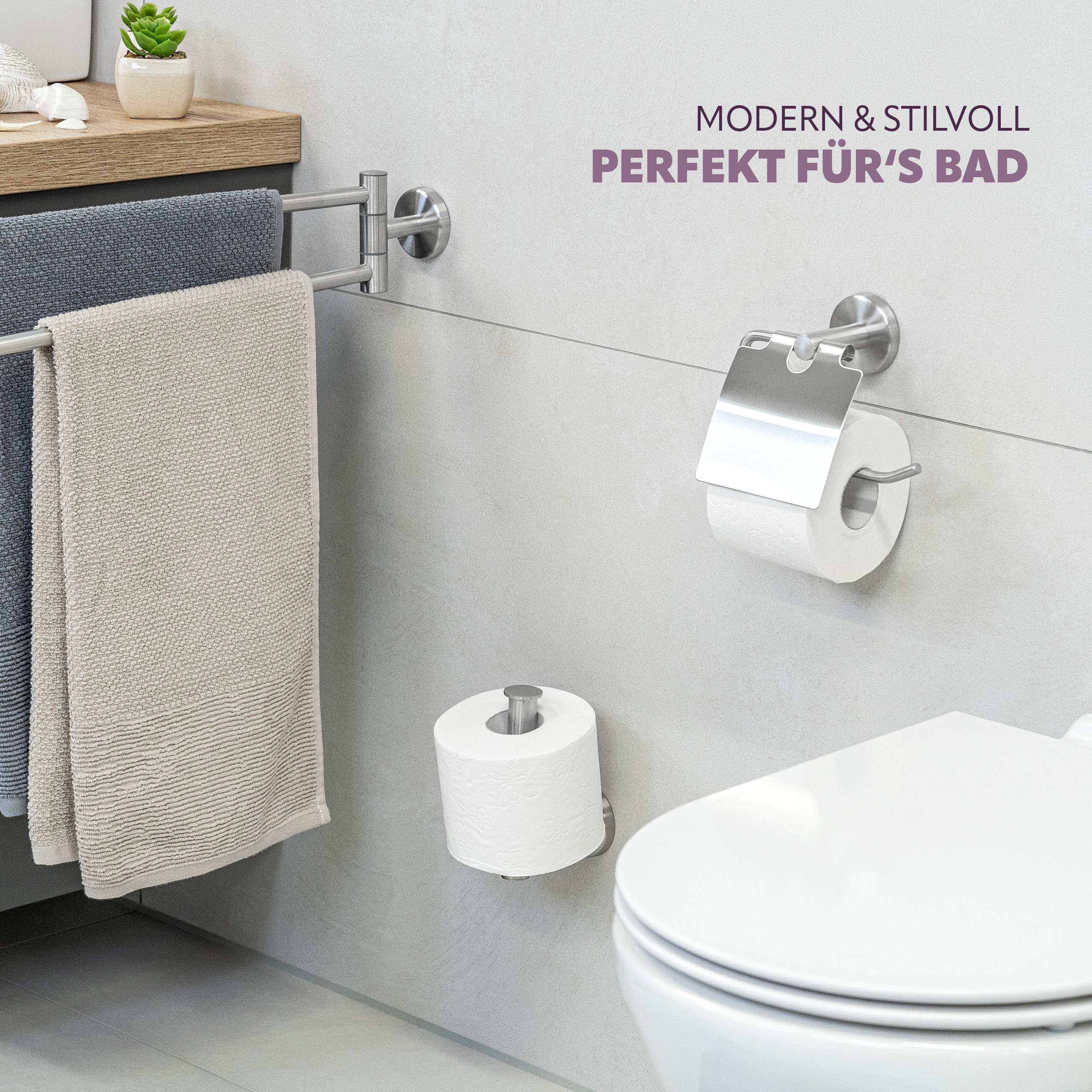 TOILETTENPAPIERHALTER PIAZZA, Edelstahl - Edelstahlfarben, Metall (16.5/14/7cm) - bremermann