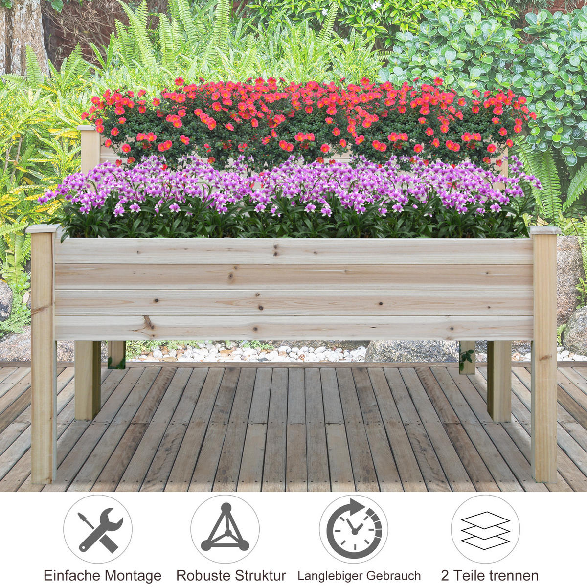 HOCHBEET, Natur, Tannenholz - Naturfarben, Holz (114/76/115cm) - Outsunny