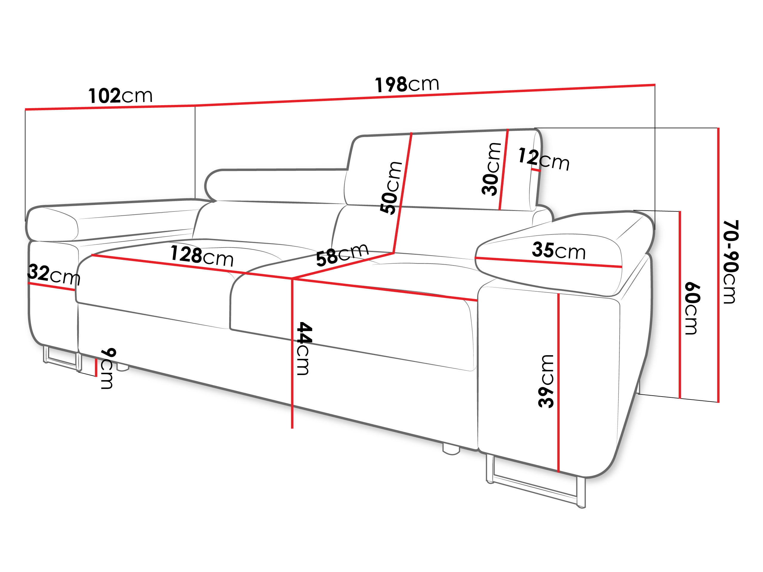 Thumbnail - Mirjan24 Sofa, Braun, Textil, 2-Sitzer, Rechteckig, 198x90x102 cm, Wohnzimmer, Sofas & Couches, Sofas