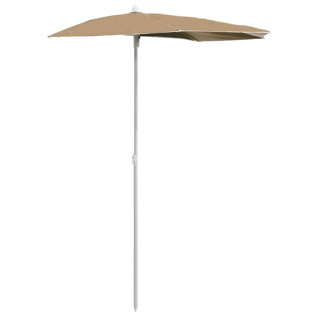 HALB-SONNENSCHIRM mit Mast 180x90 cm Taupe - Taupe, Metall (90/180cm) - furnicato