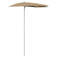 HALB-SONNENSCHIRM mit Mast 180x90 cm Taupe - Taupe, Metall (90/180cm) - furnicato