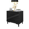 NACHTTISCH LINA mit Beinen, Hochglanz, LED - Schwarz, Holzwerkstoff (55/52/37cm) - Lookway