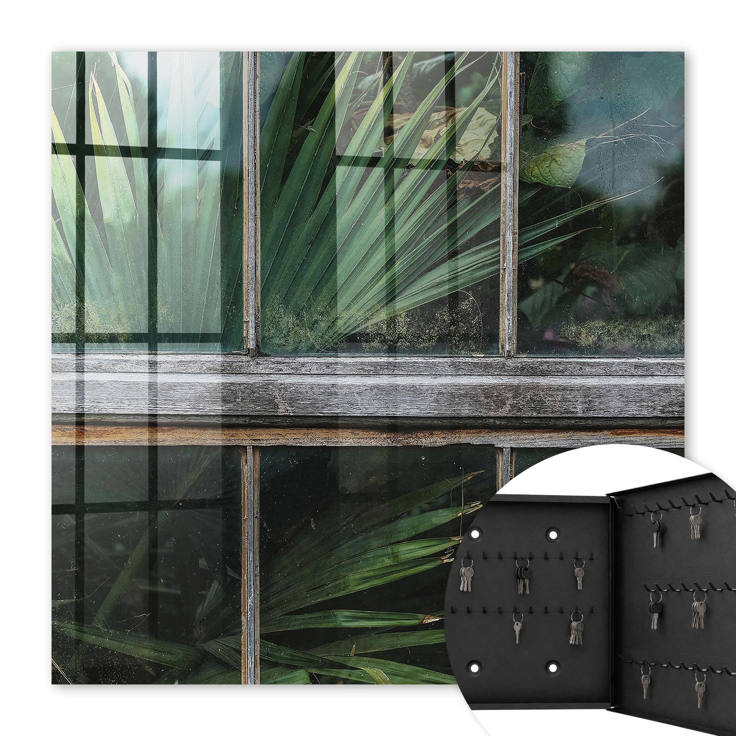 SCHLÜSSELBOX Schwarz 30x30 cm- Türöffnung nach rechts - Grüne Harmonie - Grün, Metall (30/30/5cm) - TULUP