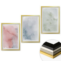 WANDBILDER 3er Set - 40x60 cm Goldrahmen - Pastellfarbene Aquarellstrukturen - Goldfarben, Kunststoff (40/60cm) - ArtPrintCave