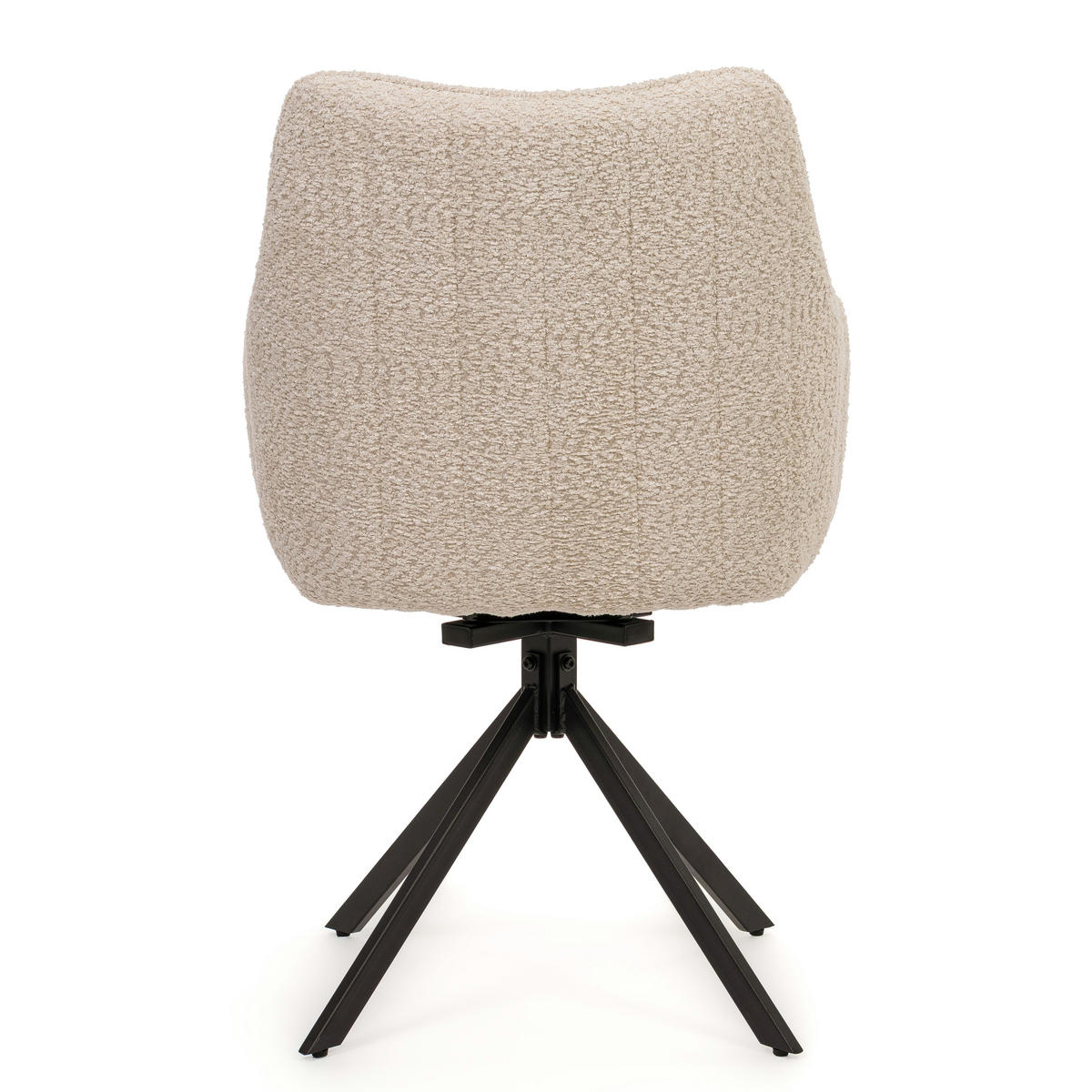 STUHL PIANO drehbar gepolsterter mit Steppung - cream - Boucle - Creme/Schwarz, Textil/Metall (59/88/61cm) - NEW HOME
