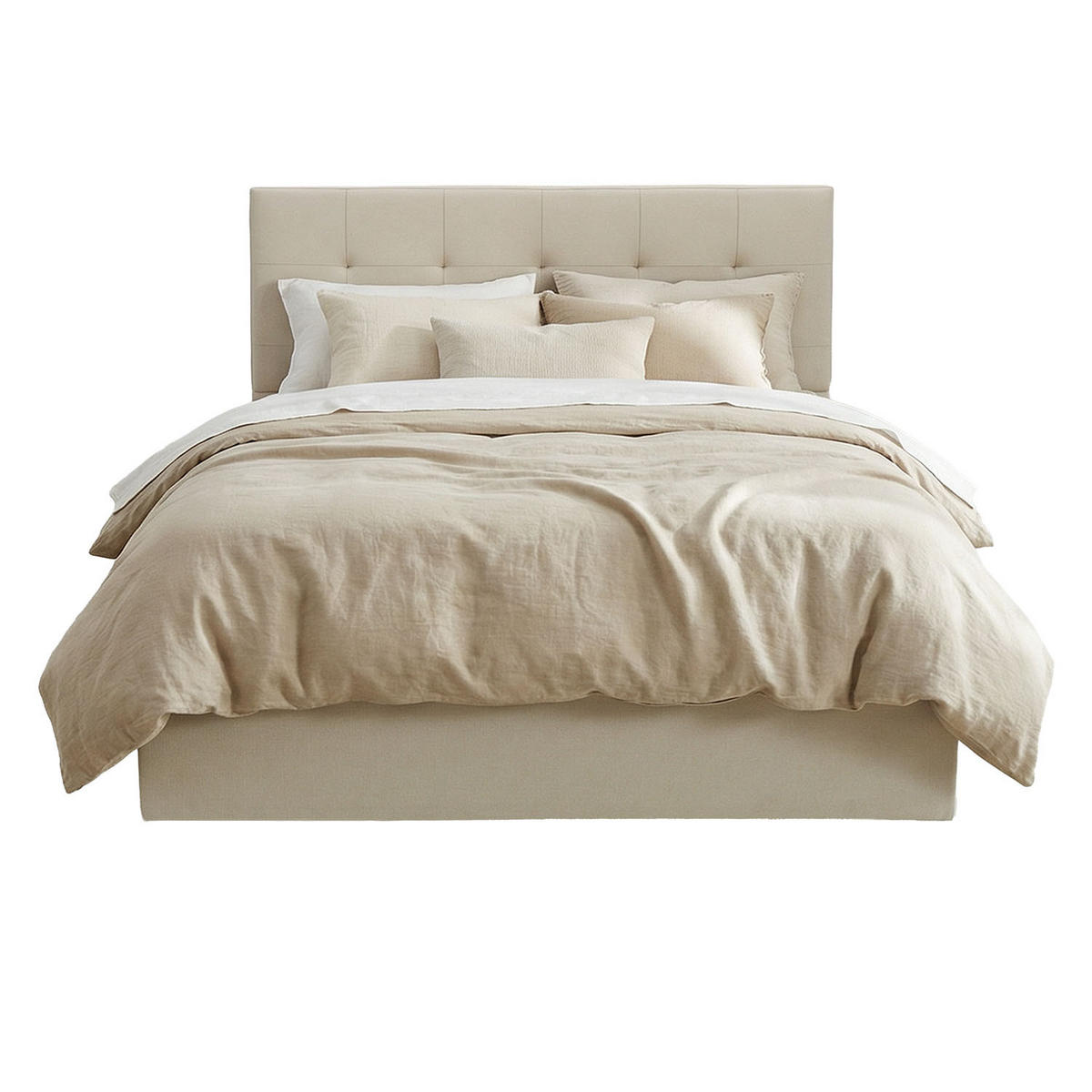 POLSTERBETT mit Stauraum 140/200 cm in Beige + Lattenrost - Anthrazit/Beige, Textil (140/200cm) - Homestyle4u