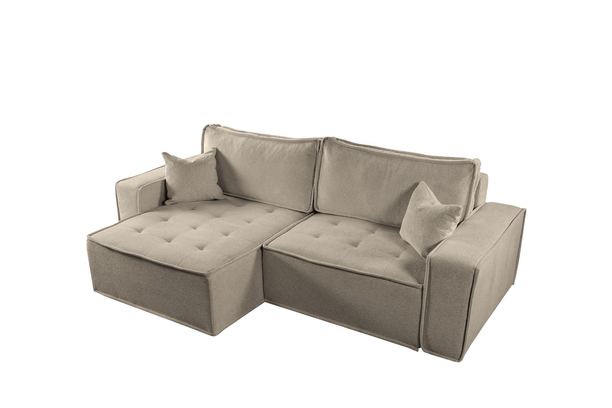 ECKSOFA Schlafsofa Flosi In Raven - Taupe, Holzwerkstoff/Textil (248/140cm) - Fun Möbel