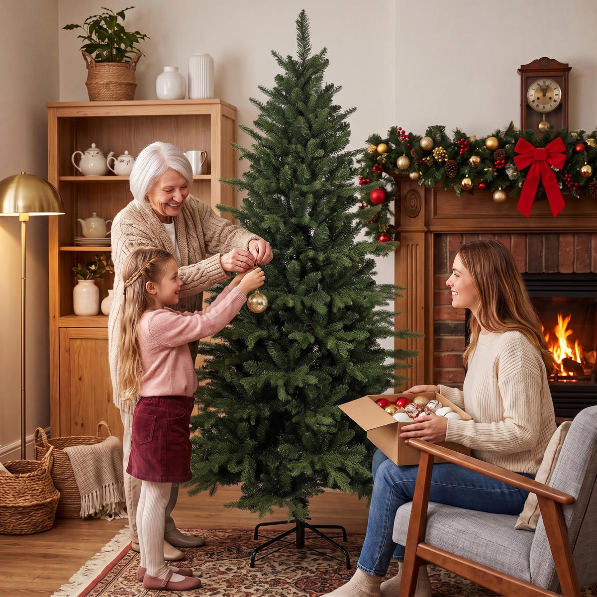 KÜNSTLICHER-WEIHNACHTSBAUM PE PVC Grün - Grün, Kunststoff (180cm) - HOMCOM