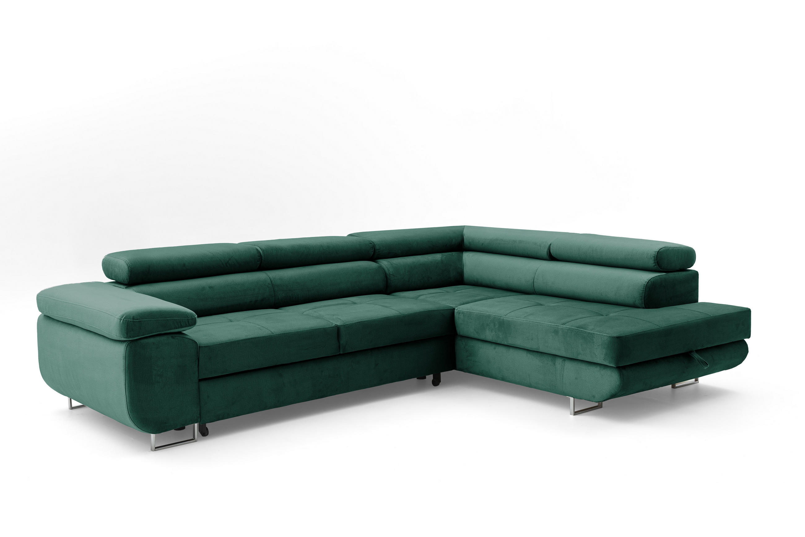 ECKSOFA WILD L Rechts Dunkelgrün - Dunkelgrün, Holz (274/203cm) - Muffo