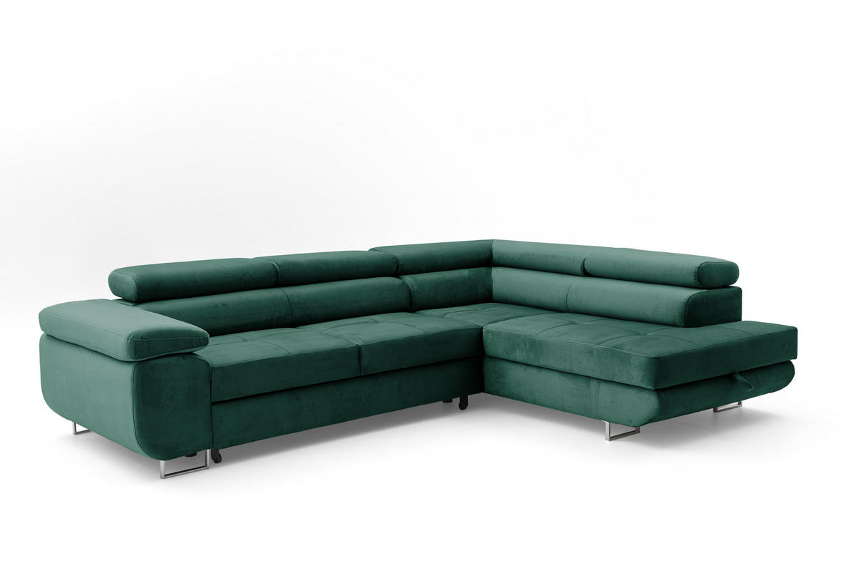 ECKSOFA WILD L Rechts Dunkelgrün - Dunkelgrün, Holz (274/203cm) - Muffo