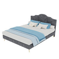 ČALOUNĚNÁ postel 140/200 cm šedá z látky a kovu s geometrickým čelem a lamelovým roštem - šedá, textil (140/200cm) - OKWISH