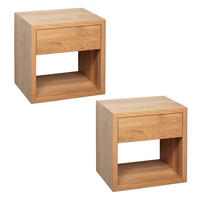 NACHTTISCH Hugo 2er Set, Eiche, 30/39/39 cm - Beige, Holz (39/39/30cm) - WOODEK