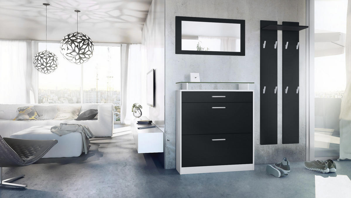 GARDEROBE Loret Front in Schwarz matt - Schwarz, Holzwerkstoff (180/200/23cm) - Vladon