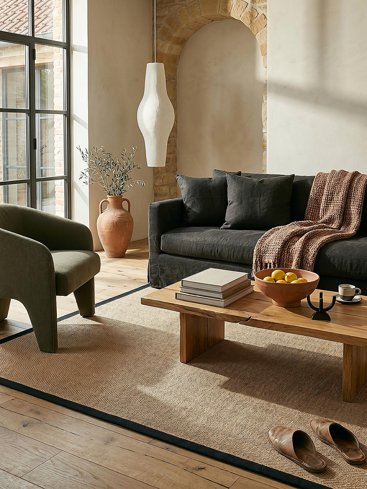 JUTETEPPICH TRENT, geometrisch, Braun-Schwarz, 120 x 170 cm - Schwarz/Naturfarben, Textil (120/170cm) - KADIMA DESIGN