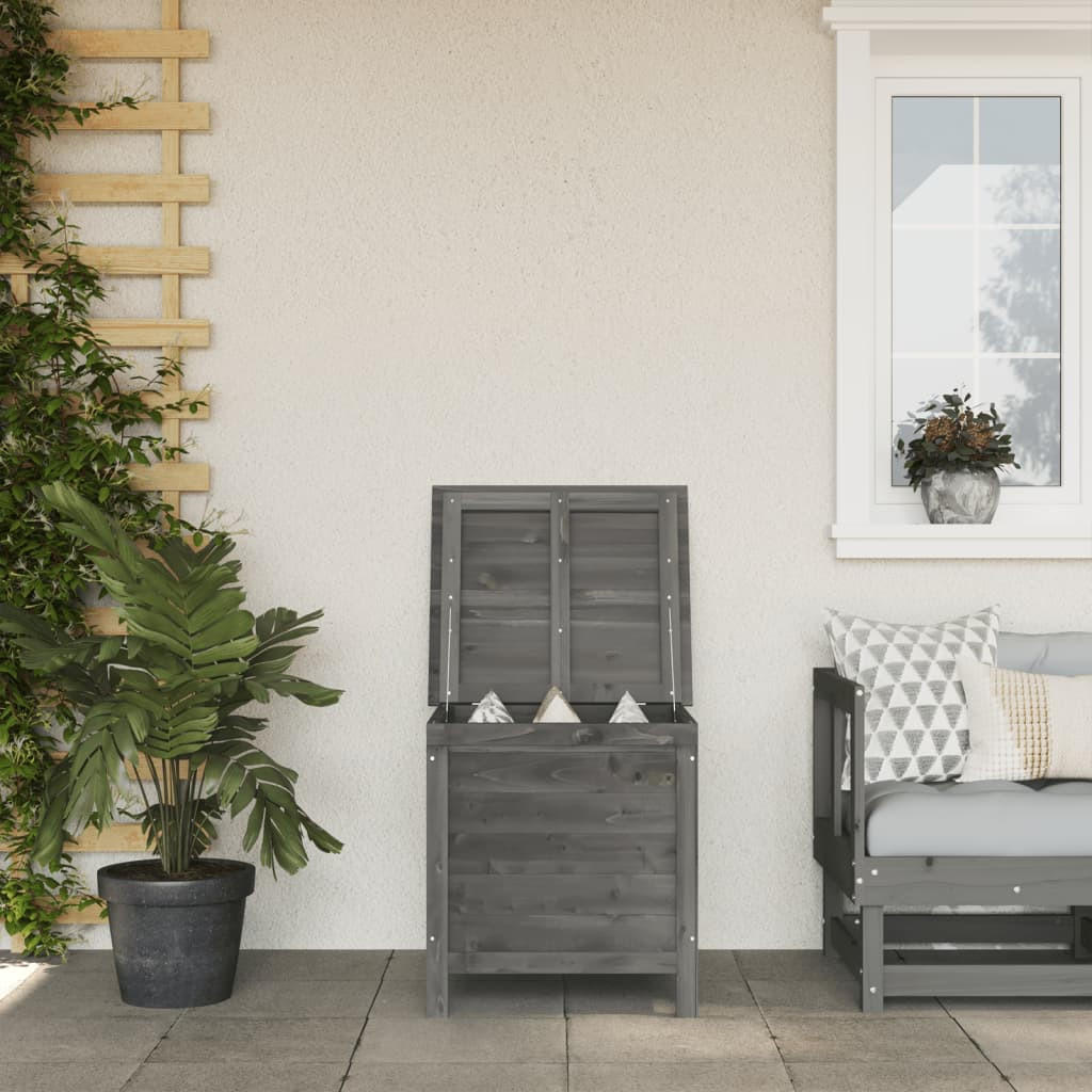 GARTENTRUHE Anthrazit 50x49x56,5 cm Massivholz Tanne - Anthrazit, Holzwerkstoff (50/56.5/49cm) - furnicato