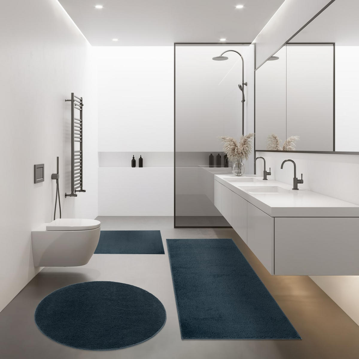 BADEMATTE 40/55 cm Kanda 360 - Blau, Kunststoff (40/55cm) - Paco Home
